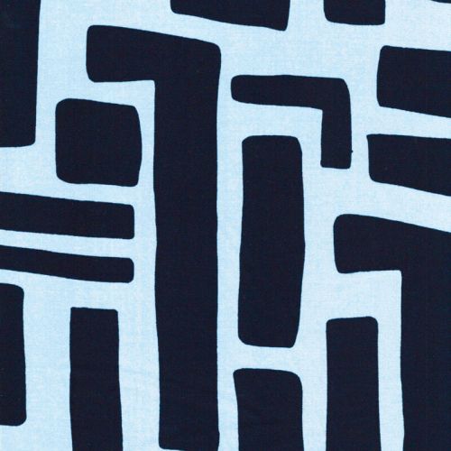 Tissu viscose twill stretch graphique marine fond bleu ciel 