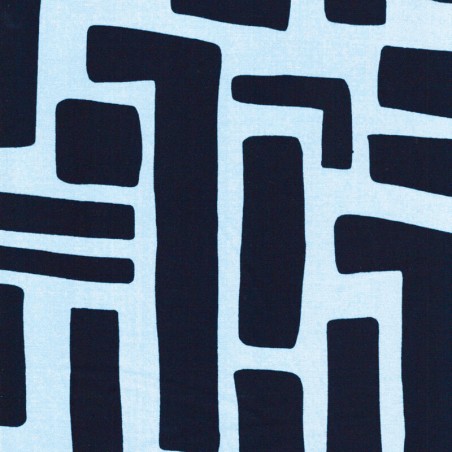 Tissu viscose twill stretch graphique marine fond bleu ciel 