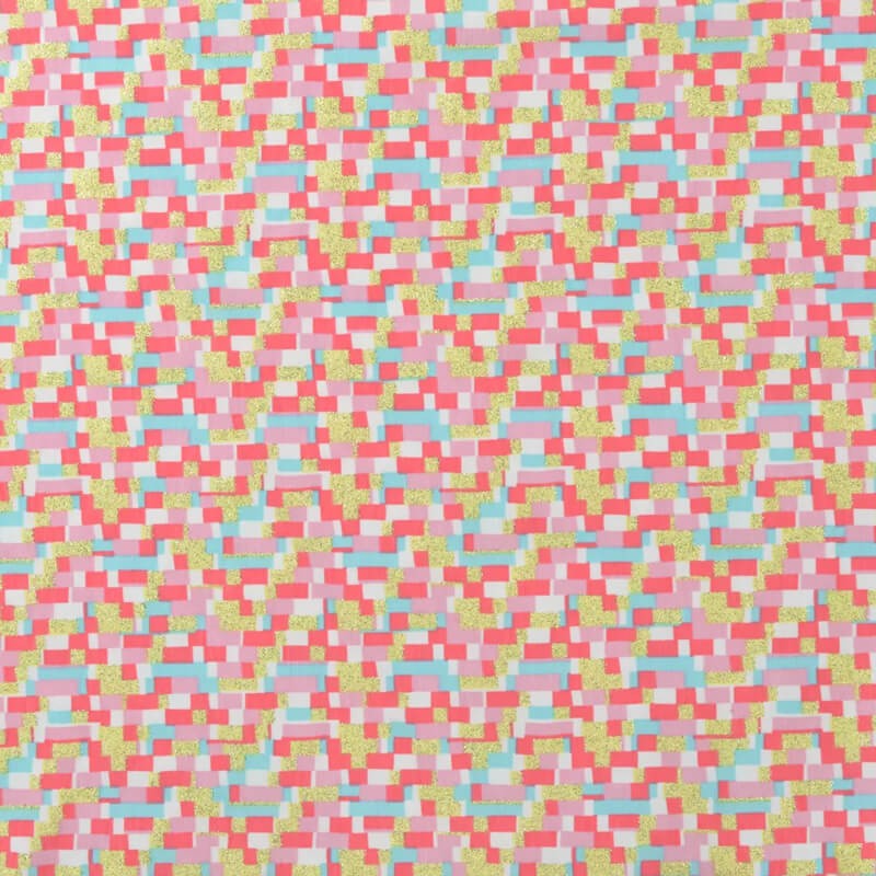 Tissu jersey mécano rose glitter doré Tissu jersey mécano rose glitter doré