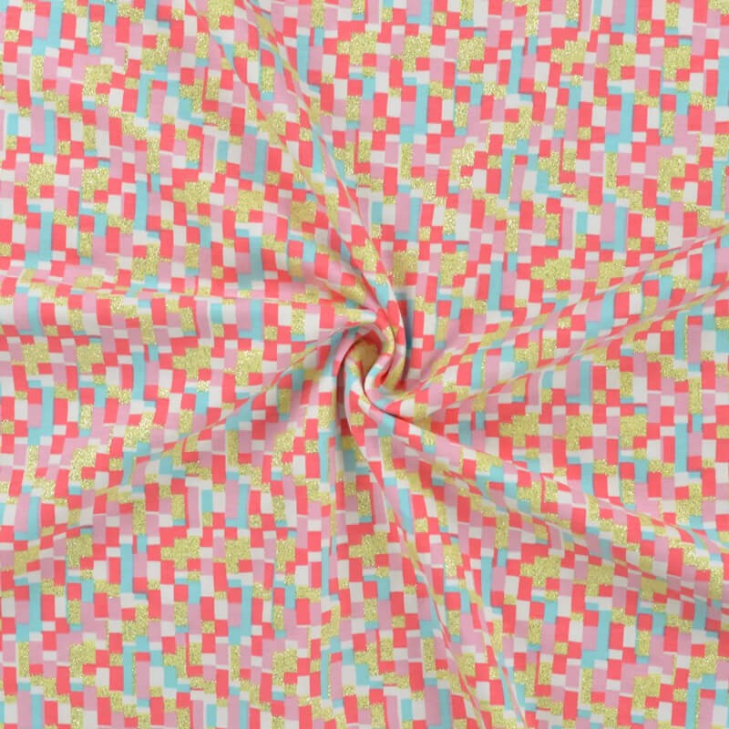 Tissu jersey mécano rose glitter doré Tissu jersey mécano rose glitter doré