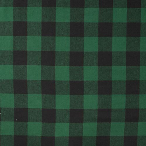 Tissu coton gratté carreaux vert et noir