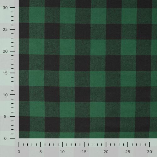 Tissu coton gratté carreaux vert et noir
