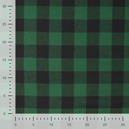 Tissu coton gratté carreaux vert et noir