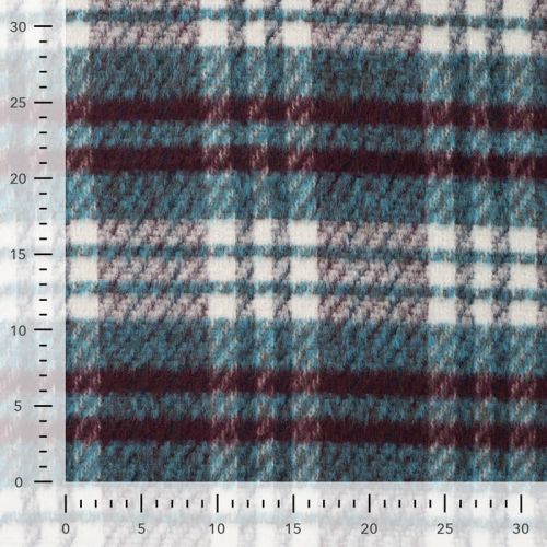 Tissu manteau carreaux pétrole
