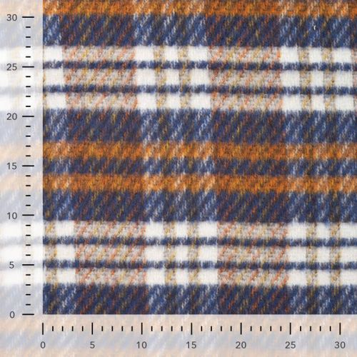 Tissu manteau carreaux cognac