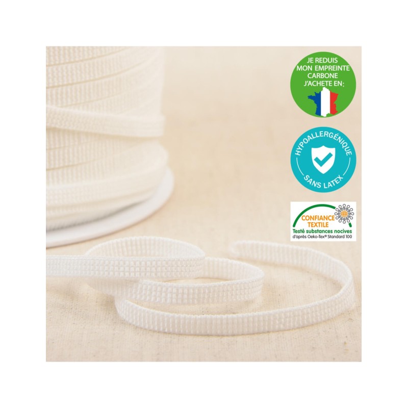 Elastique maille 6 mm blanc hypoallergenique 90%pol/10%el Elastique maille 6 mm blanc hypoallergenique 90%pol/10%el