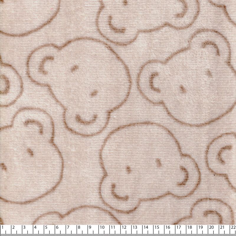 Tissu polaire doudou ours fond beige Tissu polaire doudou ours fond beige