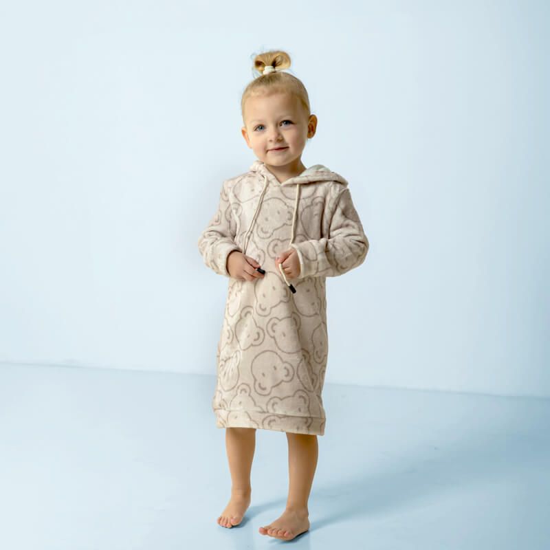 Tissu polaire doudou ours fond beige Tissu polaire doudou ours fond beige