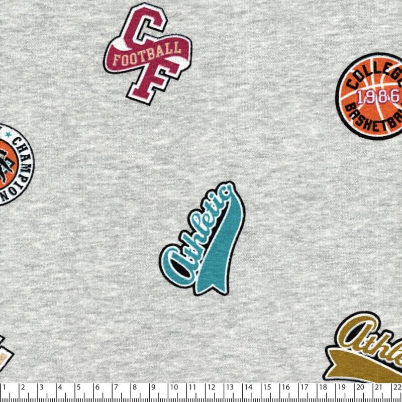 Tissu sweat chiné gris clair sports