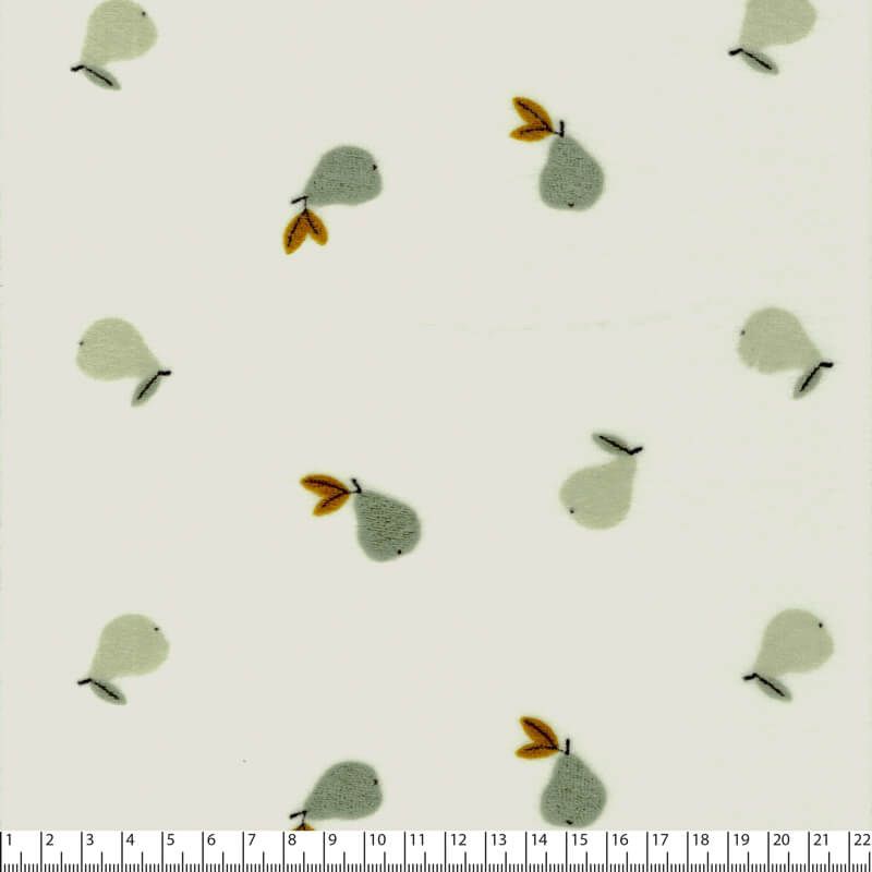 Tissu jersey velours poires fond écru Tissu jersey velours poires fond écru