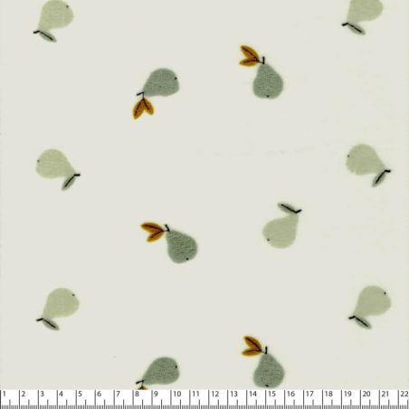 Tissu jersey velours poires fond écru 