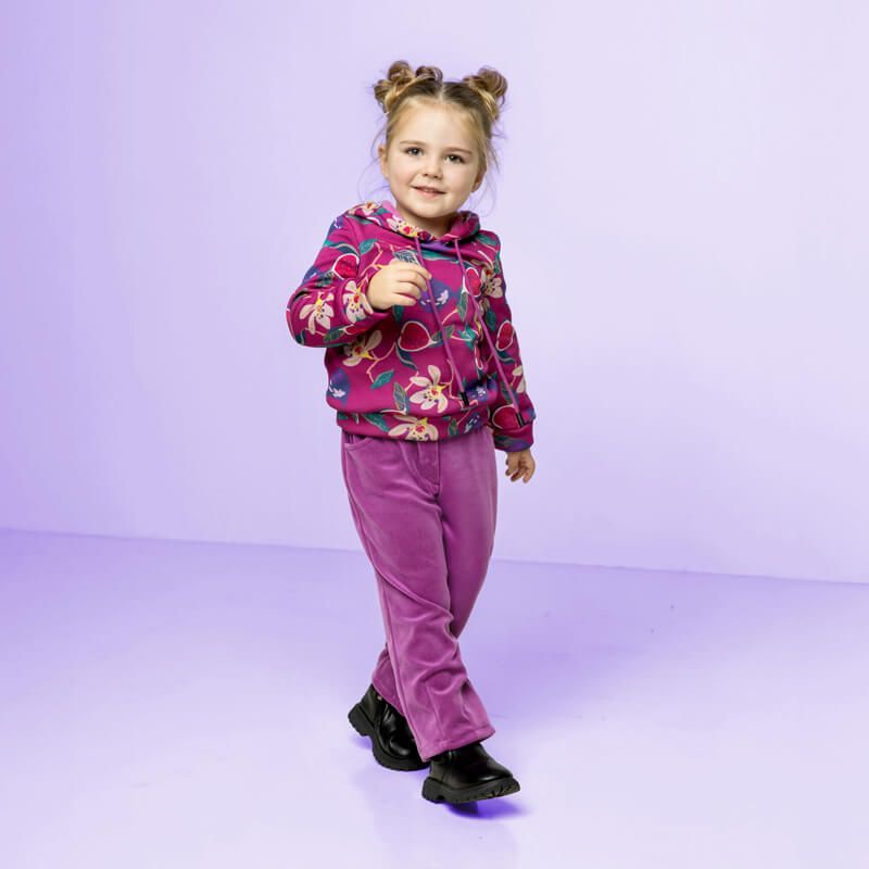 Tissu sweat jardin exotique fuchsia