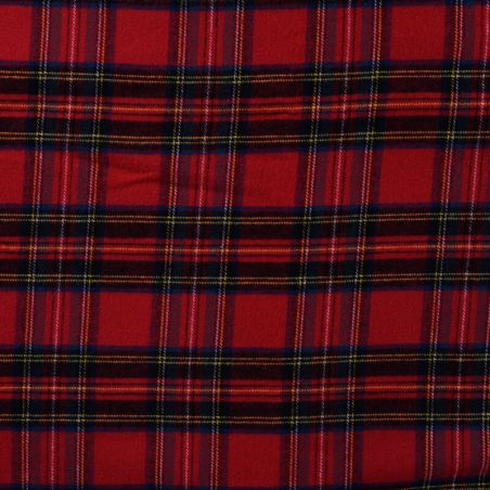 Tissu gratté carreaux tartan rouge
