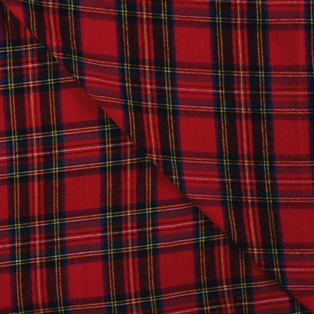 Tissu gratté carreaux tartan rouge