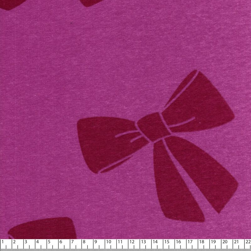 Tissu sweat noeuds fond cyclamen Tissu sweat noeuds fond cyclamen