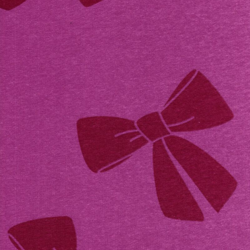 Tissu sweat noeuds fond cyclamen Tissu sweat noeuds fond cyclamen