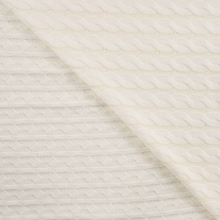 Tissu maille cablé Matilda blanc cassé 