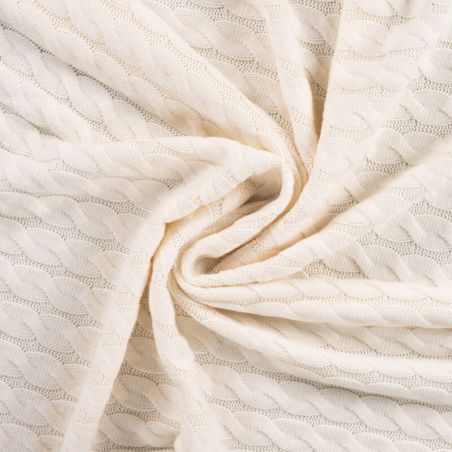 Tissu maille cablé Matilda blanc cassé 