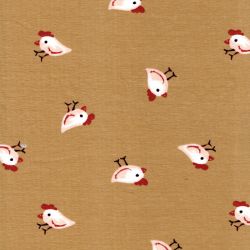 Tissu jersey poules fond sable