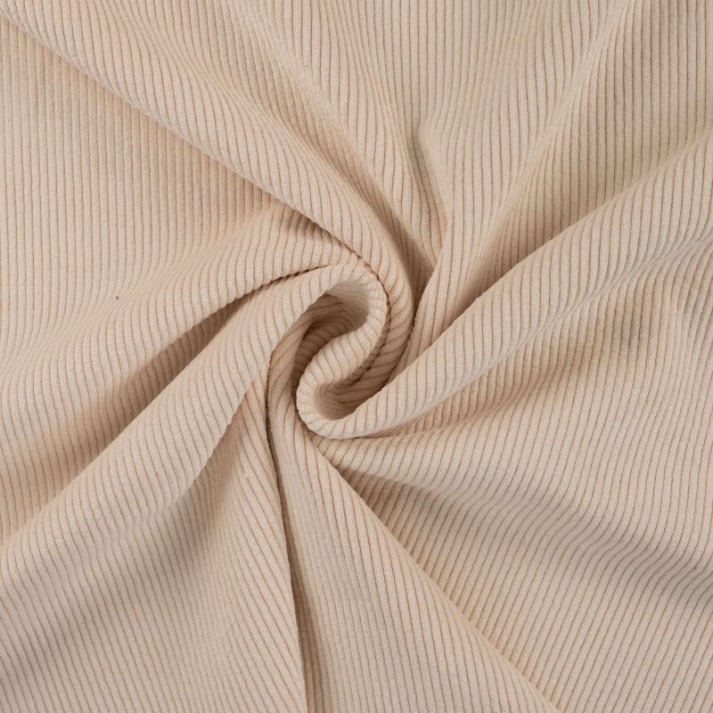 Tissu velours fine côte écru