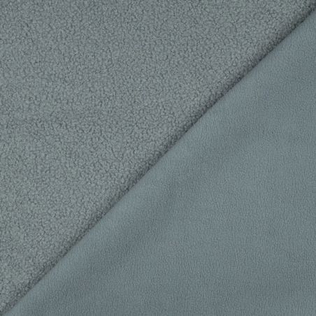 Tissu bouclette int polaire bleu glacier
