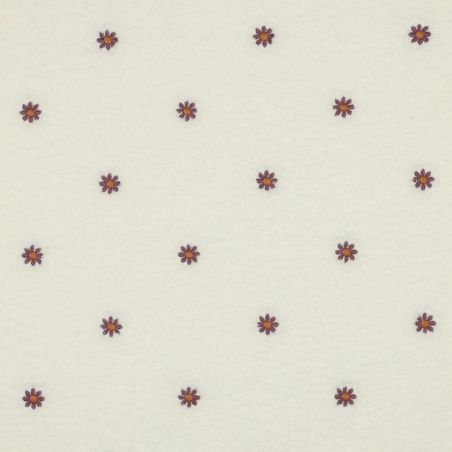 Tissu bouclette brodé fleurs fond écru 100% pol, larg 145 cm