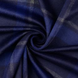Tissu lainage manteau grand carreaux marine/bleu