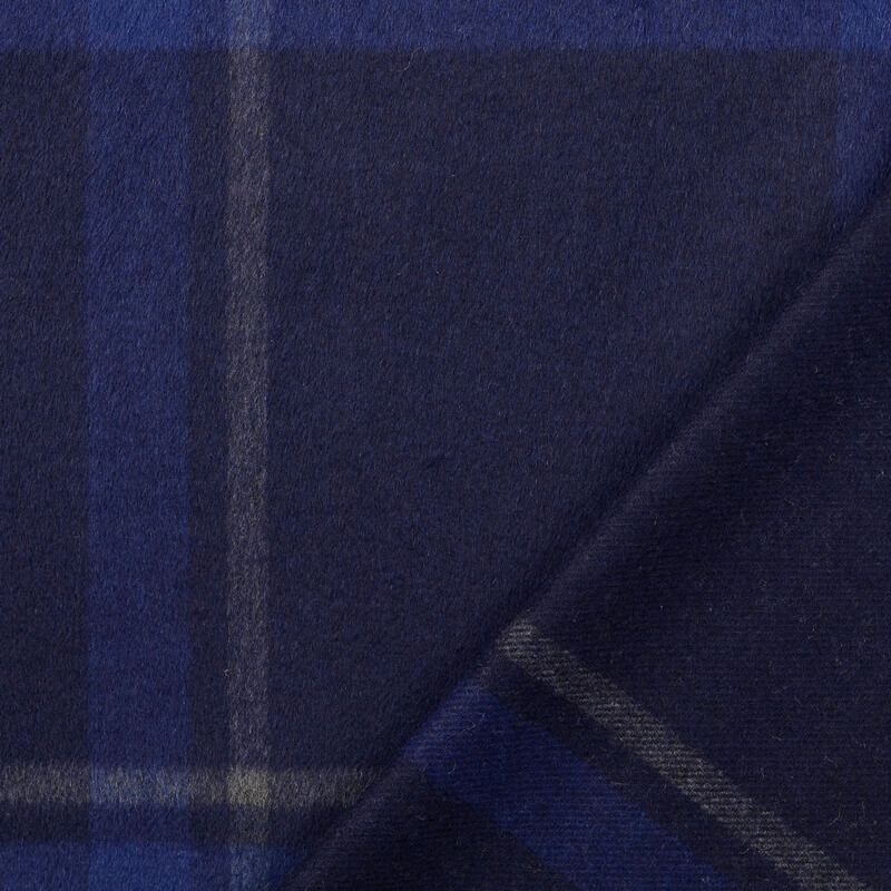 Tissu lainage manteau grand carreaux marine/bleu