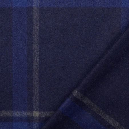 Tissu lainage manteau grand carreaux marine/bleu