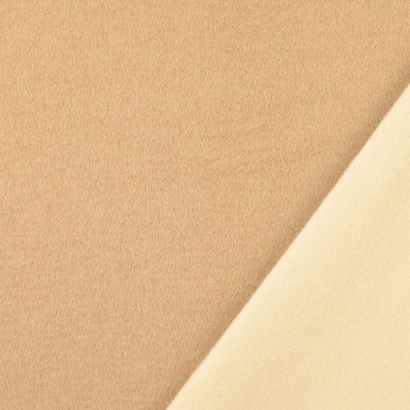 Tissu lainage manteau double face créme/moka Tissu lainage manteau double face créme/moka