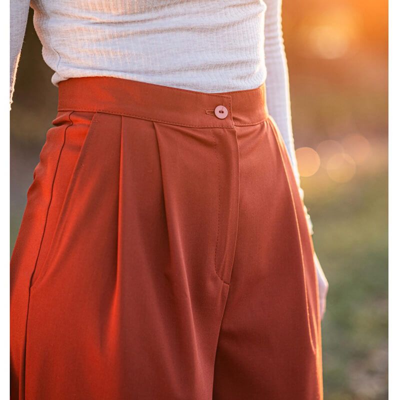 Tissu twill lainage pantalon terracotta Tissu twill lainage pantalon terracotta