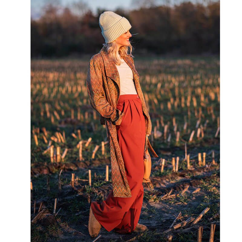 Tissu twill lainage pantalon terracotta Tissu twill lainage pantalon terracotta