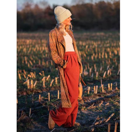 Tissu twill lainage pantalon terracotta 