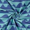 Tissu French Terry wave bleu/turquoise