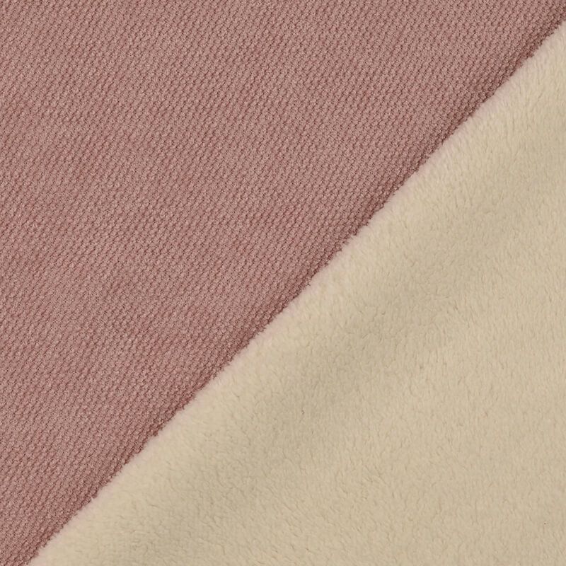 Tissu chenille rose doublé fourrure rose