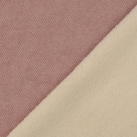 Tissu chenille rose doublé fourrure rose