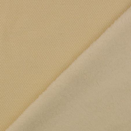 Tissu chenille vanille et fourrure écru