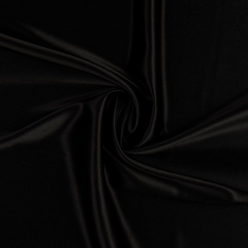Tissu satin duchesse extensible noir 