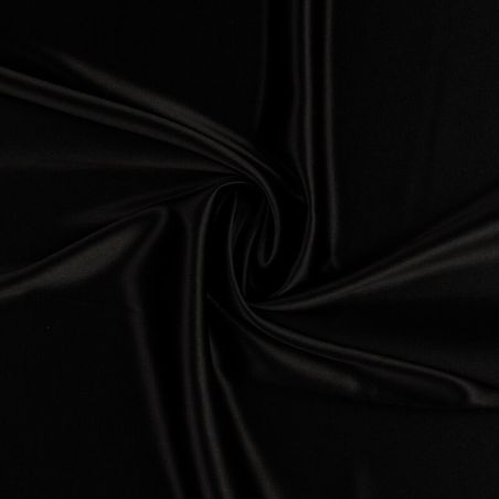 Tissu satin duchesse extensible noir 
